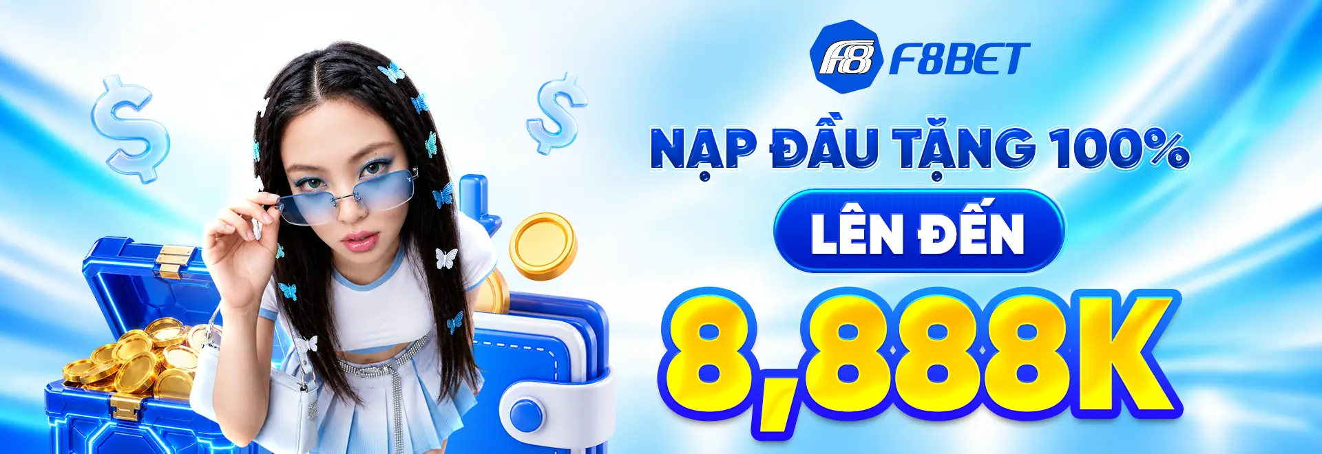 f8bet banner nạp đầu tặng 100% lên đến 8888k